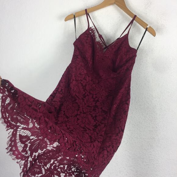 Lulus Flirting with Desire Burgundy Lace Bodycon Dress Small Whimsigoth Cocktail - Picture 11 of 13